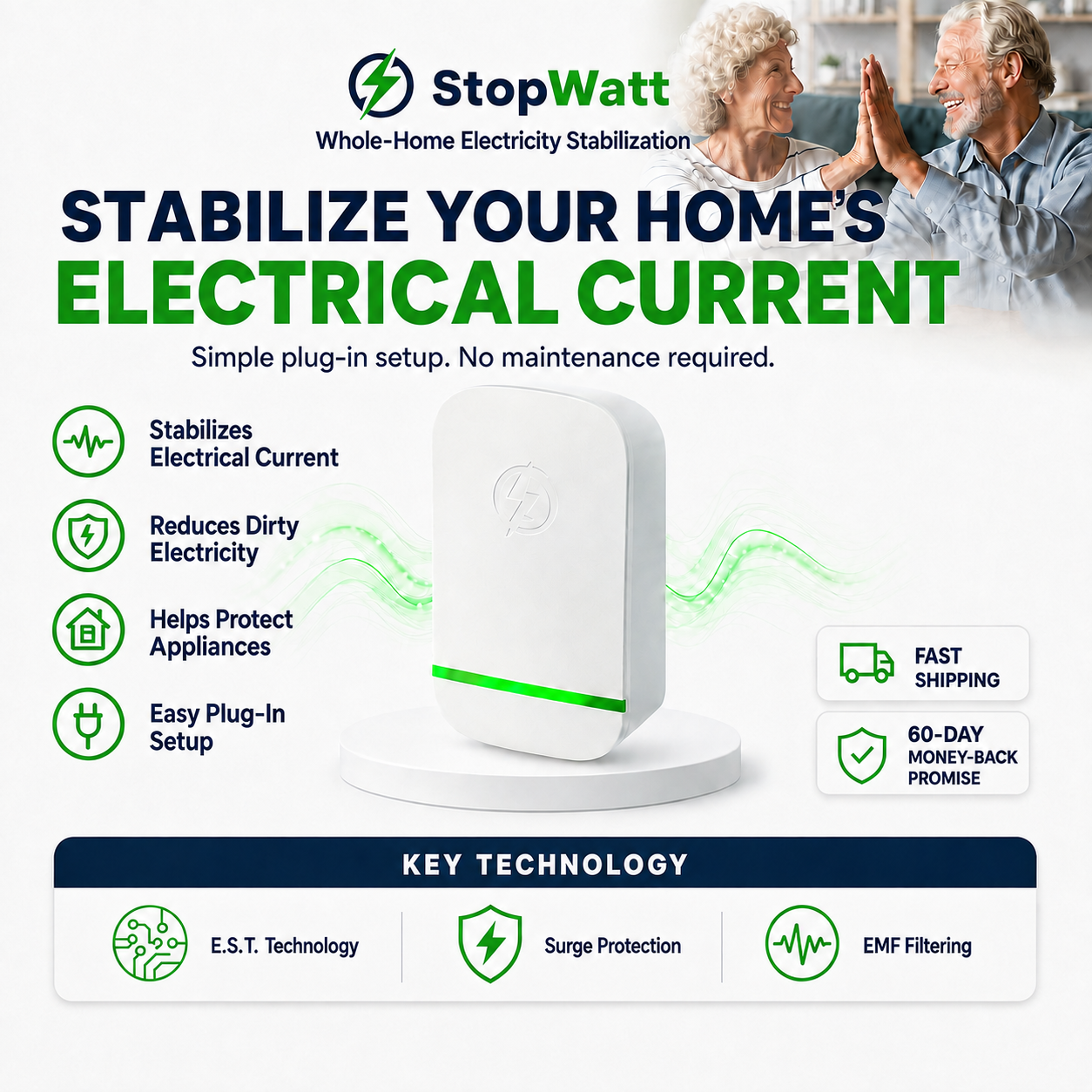 StopWatt plug-in electrical device for home use